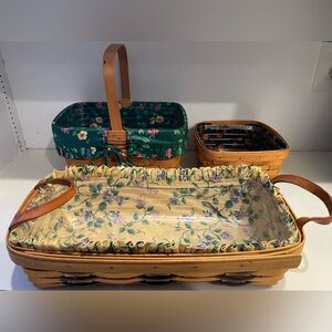 Longaberger Baskets Liners Lot of 3 Floral Plaid Halloween Liners Inserts